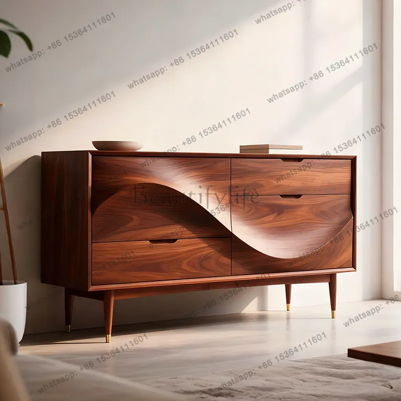 New Chinese solid wood sideboard, black walnut living room simple integrated storage cabinet
New Chinese solid wood sideboard, black walnut living room simple integrated storage cabinet
