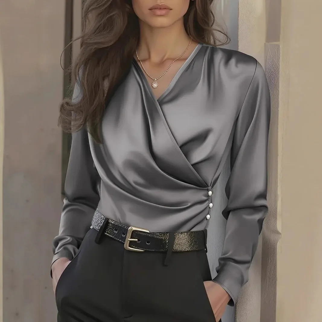 2026 European And American Style Commuting Woven Long-Sleeve V-Neck Slim Fit Pullover Polyester Shirt For Women
2026 European And American Style Commuting Woven Long-Sleeve V-Neck Slim Fit Pullover Polyester Shirt For Women