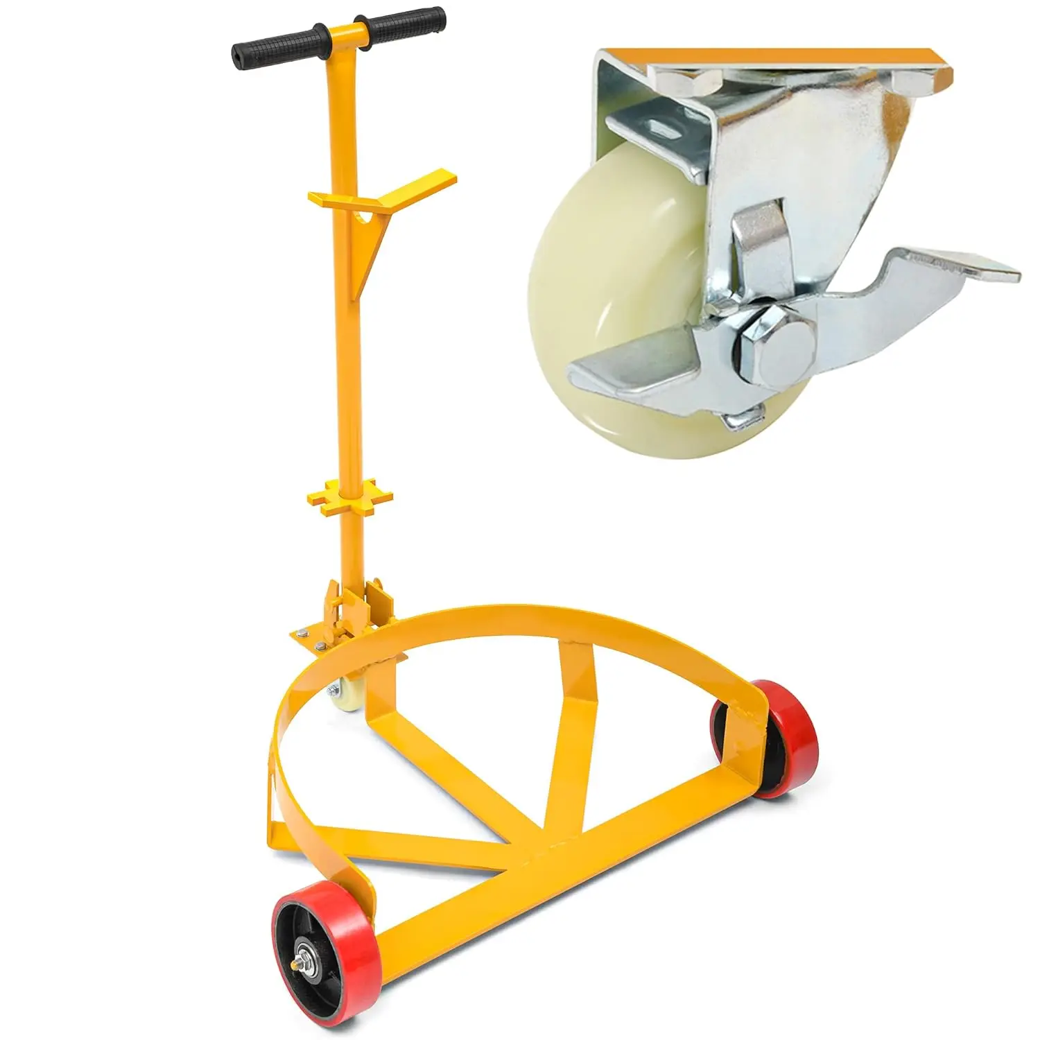 55 Gallon Drum Dolly, 1200lbs Capacity Oil Drum Cart with Bung Wrench Handle and Swivel Wheels with Brake, Low Profile, Yellow
55 Gallon Drum Dolly, 1200lbs Capacity Oil Drum Cart with Bung Wrench Handle and Swivel Wheels with Brake, Low Profile, Yellow