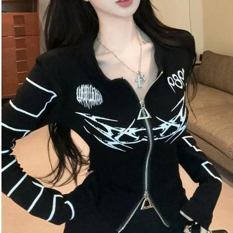 American Design Short Stand Collar Double Zipper Jacket Autumn Fashion Slimming Sexy Print Open Cardigan Top Women
American Design Short Stand Collar Double Zipper Jacket Autumn Fashion Slimming Sexy Print Open Cardigan Top Women