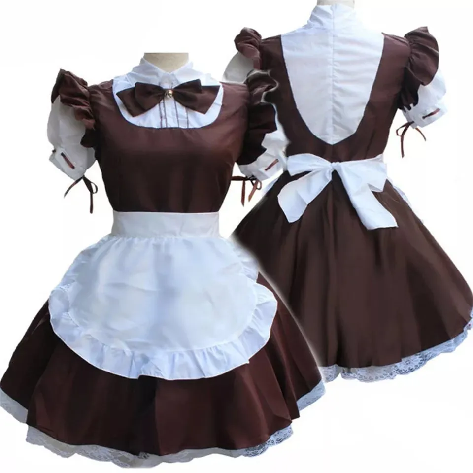 Sissy brown French maid dress satin white apron cosplay Halloween costume party customized
Sissy brown French maid dress satin white apron cosplay Halloween costume party customized