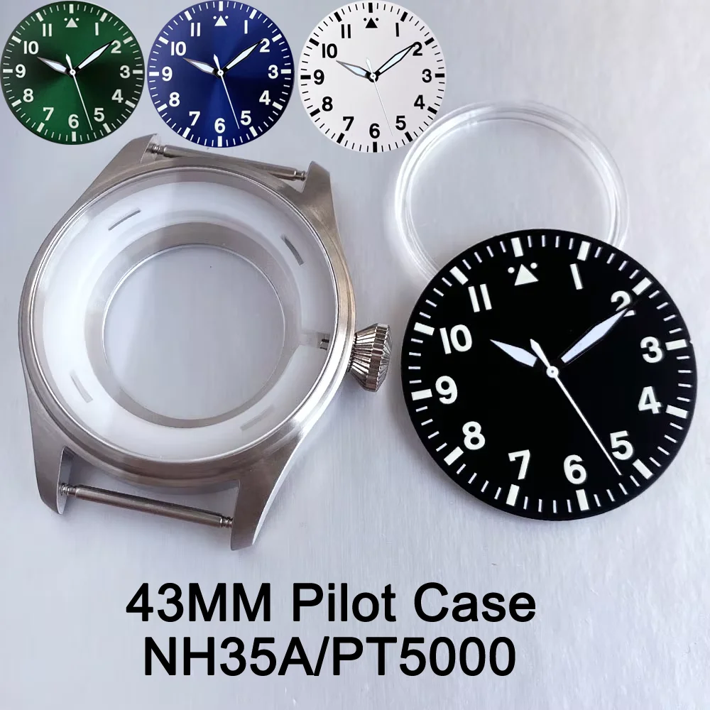 43mm Pilot Big Sandblasted Case Transparent Back Cover 20ATM Sapphire Fit for NH35 NH36 ETA2824 PT5000 Movement Vintage Dial
43mm Pilot Big Sandblasted Case Transparent Back Cover 20ATM Sapphire Fit for NH35 NH36 ETA2824 PT5000 Movement Vintage Dial