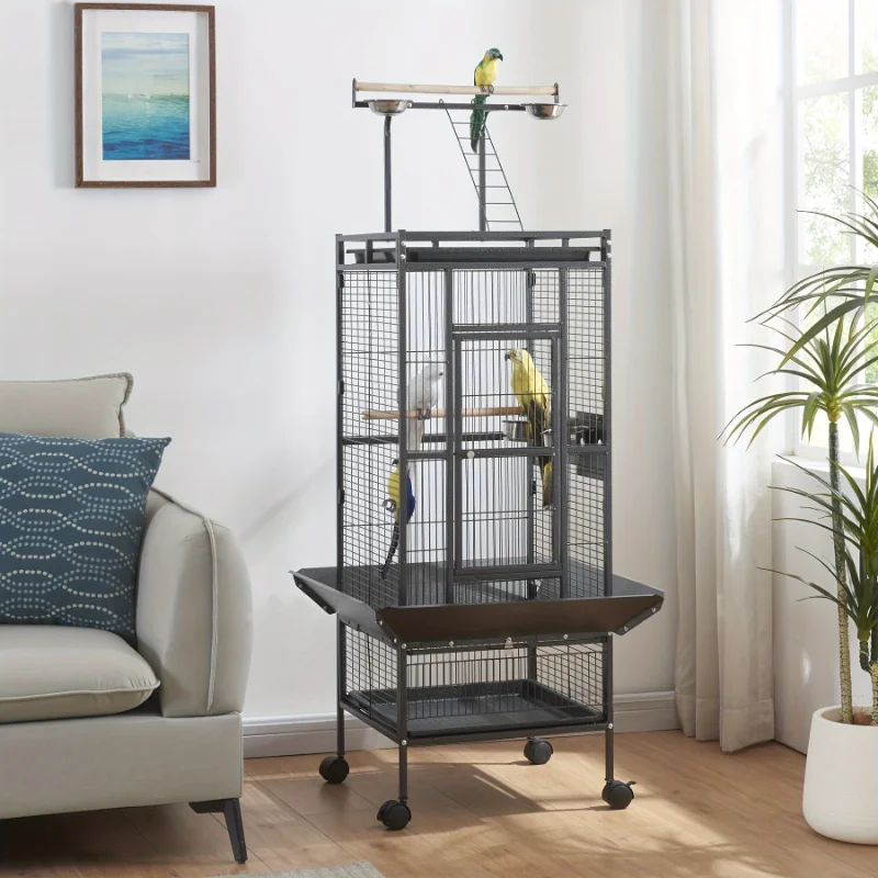 Metal Bird Cage for Parrots & Small Birds - Durable Wide Flight Design with Rolling Stand Wheels, Climbing Ladder
Metal Bird Cage for Parrots & Small Birds - Durable Wide Flight Design with Rolling Stand Wheels, Climbing Ladder