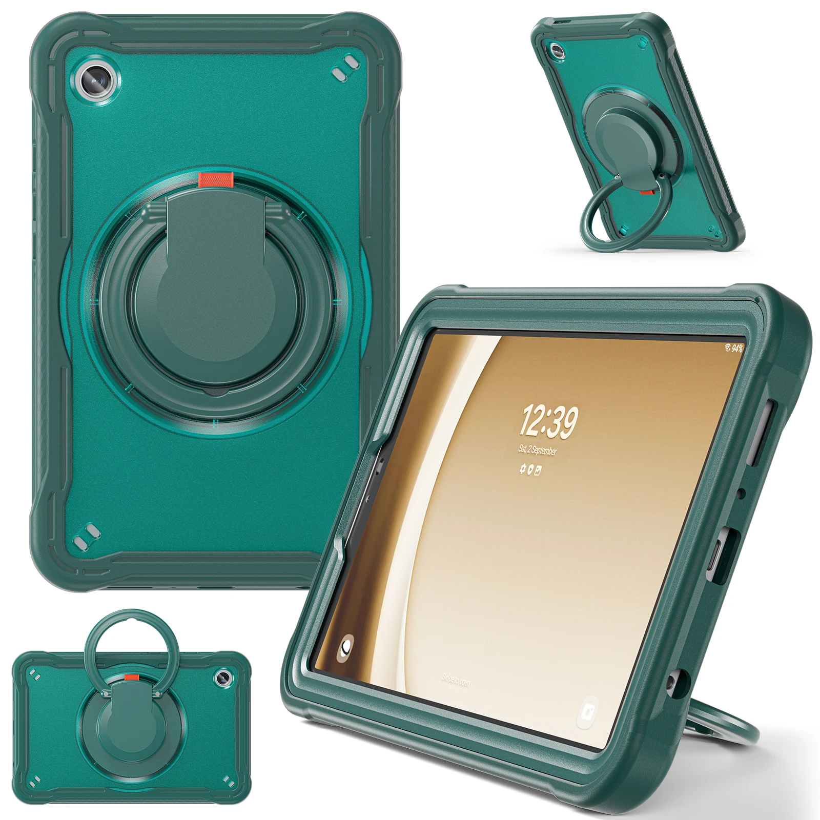 For Samsung Galaxy Tab A9 SM-X110 / X115 / X117 Kickstand Case Tablet Cover Rotating Handle Grip - Midnight Green
For Samsung Galaxy Tab A9 SM-X110 / X115 / X117 Kickstand Case Tablet Cover Rotating Handle Grip - Midnight Green