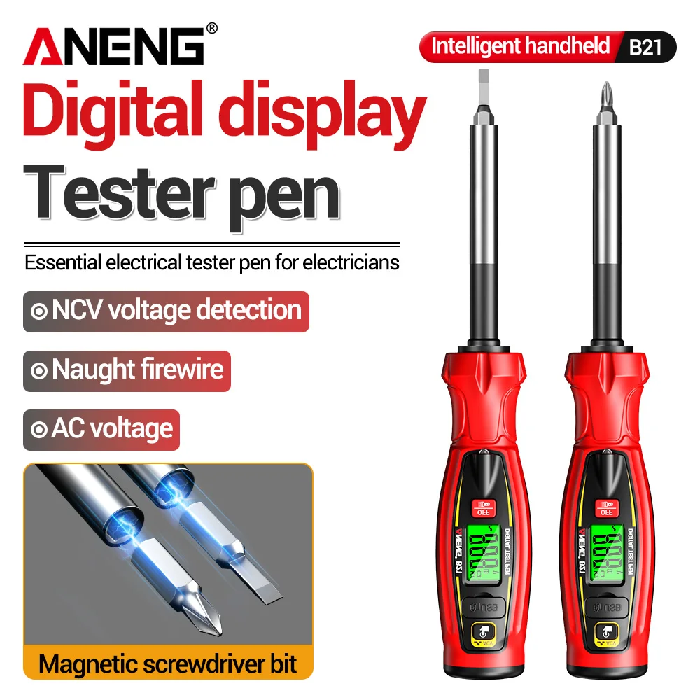 30~1000V Voltage Tester Pen ANENG B21 Smart Sensing Non Contact 10 replaceable batch heads Rechargeable Portable Detection Tools
30~1000V Voltage Tester Pen ANENG B21 Smart Sensing Non Contact 10 replaceable batch heads Rechargeable Portable Detection Tools