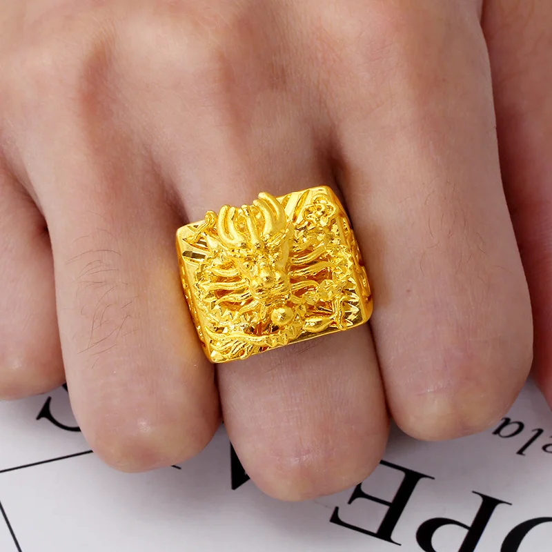 Unique Trendy Dragon Head Relief Open Ring For Men 24K Gold AU999 | Chinese domineering, rare to duplicate
Unique Trendy Dragon Head Relief Open Ring For Men 24K Gold AU999 | Chinese domineering, rare to duplicate