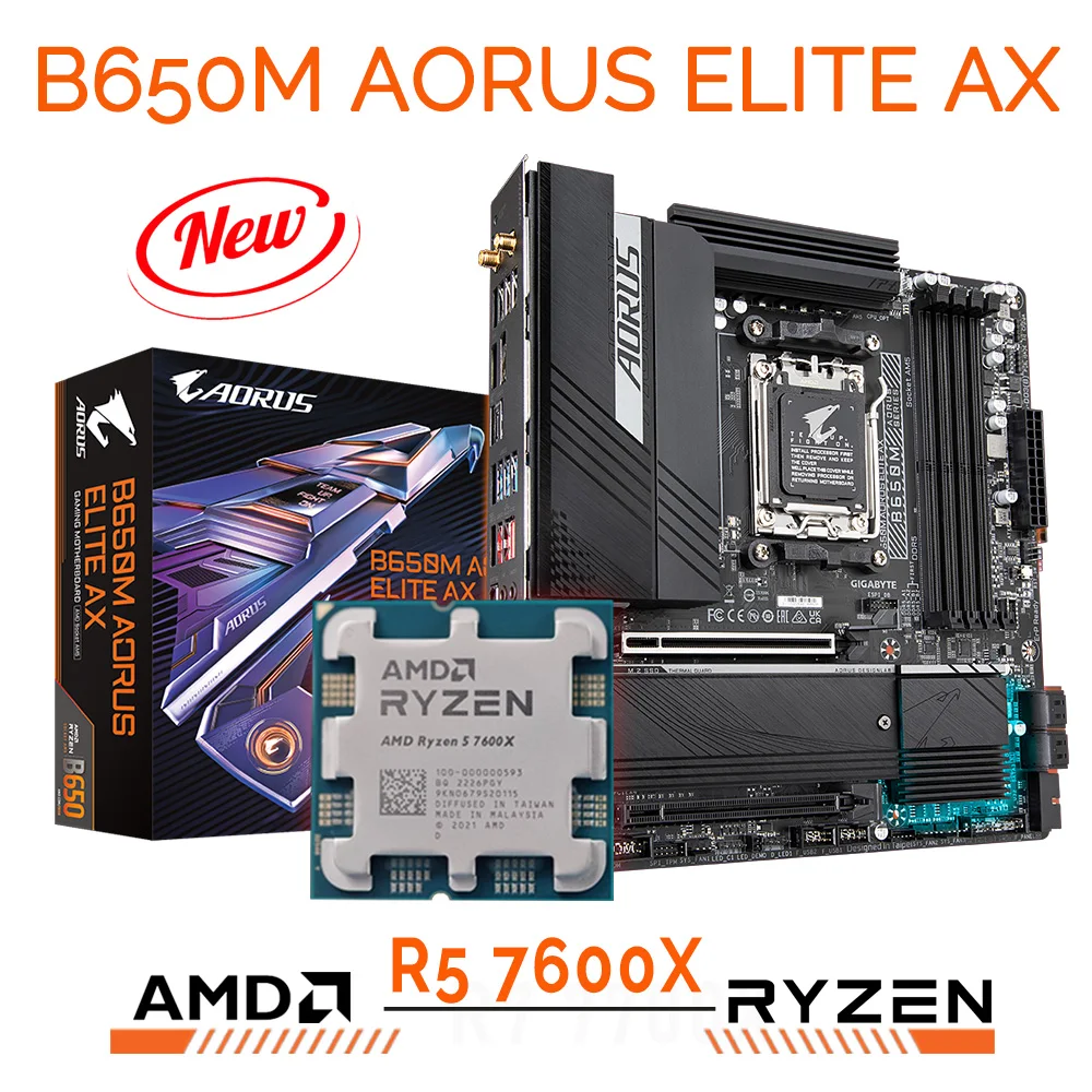 Gigabyte B650M AORUS ELITE AX AM5 материнская плата Combo DDR5 + AMD RYZEN 5 7600X процессор AM5 Ryzen 7000 серия Ryzen комплект M.2 Новинка
Gigabyte B650M AORUS ELITE AX AM5 материнская плата Combo DDR5 + AMD RYZEN 5 7600X процессор AM5 Ryzen 7000 серия Ryzen комплект M.2 Новинка