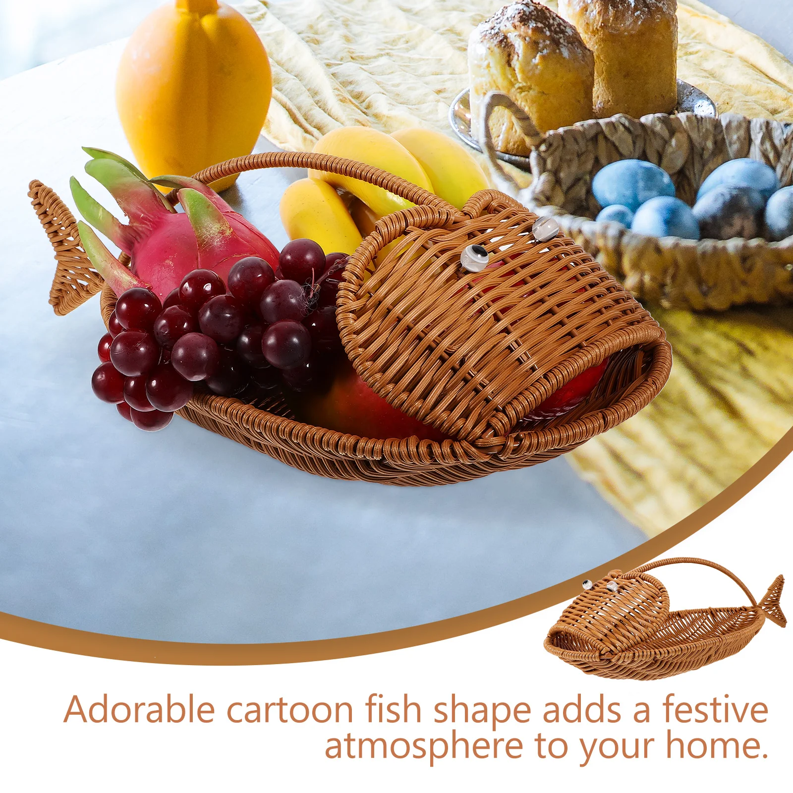 Fish Shaped Storage Basket 37x18x13cm Imitation Rattan Fruit Container Snack Organizer Kitchen Baskets Household Decor
Fish Shaped Storage Basket 37x18x13cm Imitation Rattan Fruit Container Snack Organizer Kitchen Baskets Household Decor