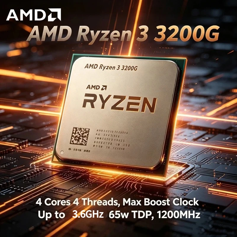 New AMD Ryzen 3 R3 3200G Processor 3.6GHz Quad-Core 65W AM4 CPU
New AMD Ryzen 3 R3 3200G Processor 3.6GHz Quad-Core 65W AM4 CPU