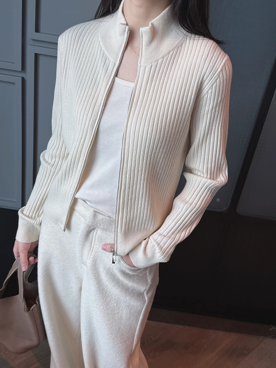 Slim Fit Camere Knitted Open Cardigan Zipper Collar Long Sve Women's Spring Faion Ele Simple Sli Striped Sweater
Slim Fit Camere Knitted Open Cardigan Zipper Collar Long Sve Women's Spring Faion Ele Simple Sli Striped Sweater