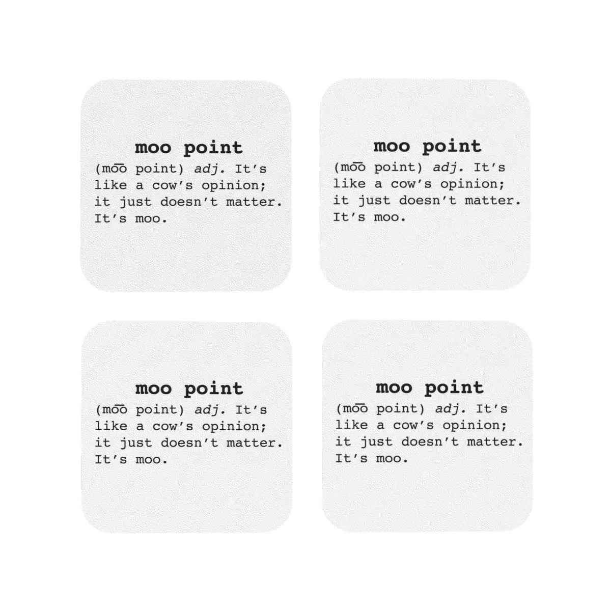 Подставки Moo Point, кофейные коврики, набор из 4 подставок, столовая посуда для кружки, украшение и искусство для дома, кухни, столовой, бара
Подставки Moo Point, кофейные коврики, набор из 4 подставок, столовая посуда для кружки, украшение и искусство для дома, кухни, столовой, бара