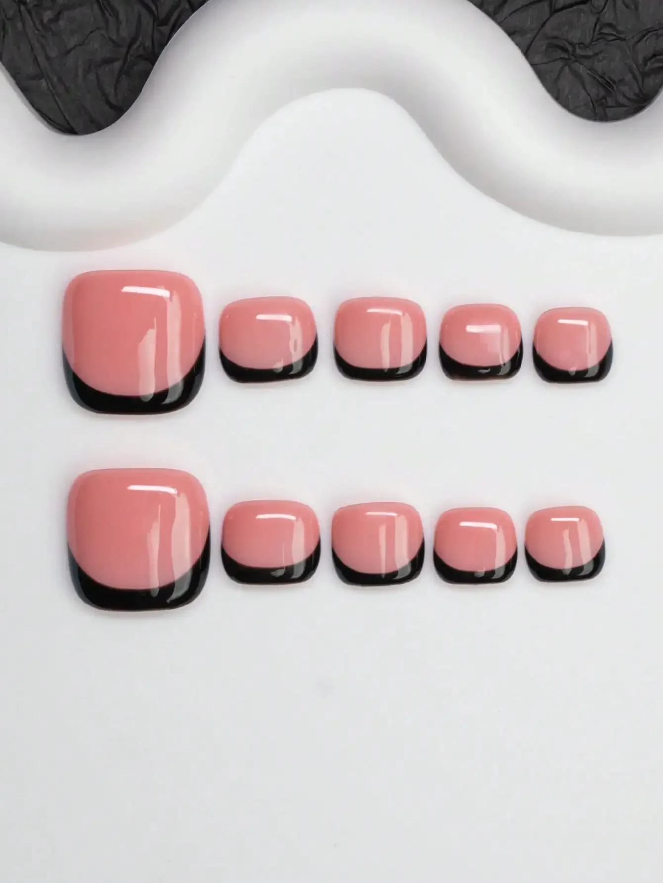 12pcs Y2K Baddie Style Handmade Nail Stickers, Nude & Black Color With French Tip Design, Suitable For Party, Dance, Daily Wear,
12pcs Y2K Baddie Style Handmade Nail Stickers, Nude & Black Color With French Tip Design, Suitable For Party, Dance, Daily Wear,