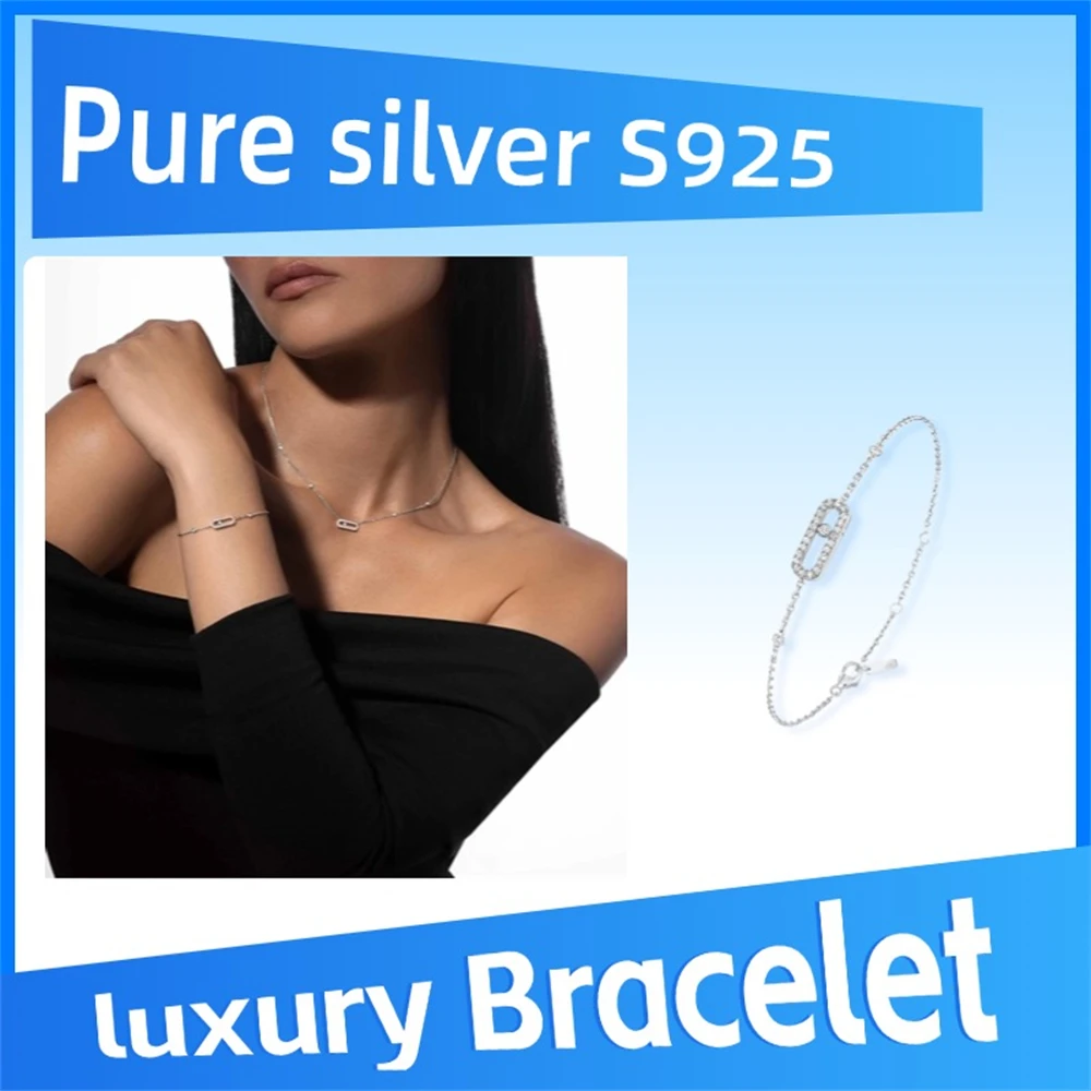 Pure 925 Sterling Silver MOVE UNO pavé diamond bracelet Romantic atmosphere, bright and exquisite, heart-shaped
Pure 925 Sterling Silver MOVE UNO pavé diamond bracelet Romantic atmosphere, bright and exquisite, heart-shaped