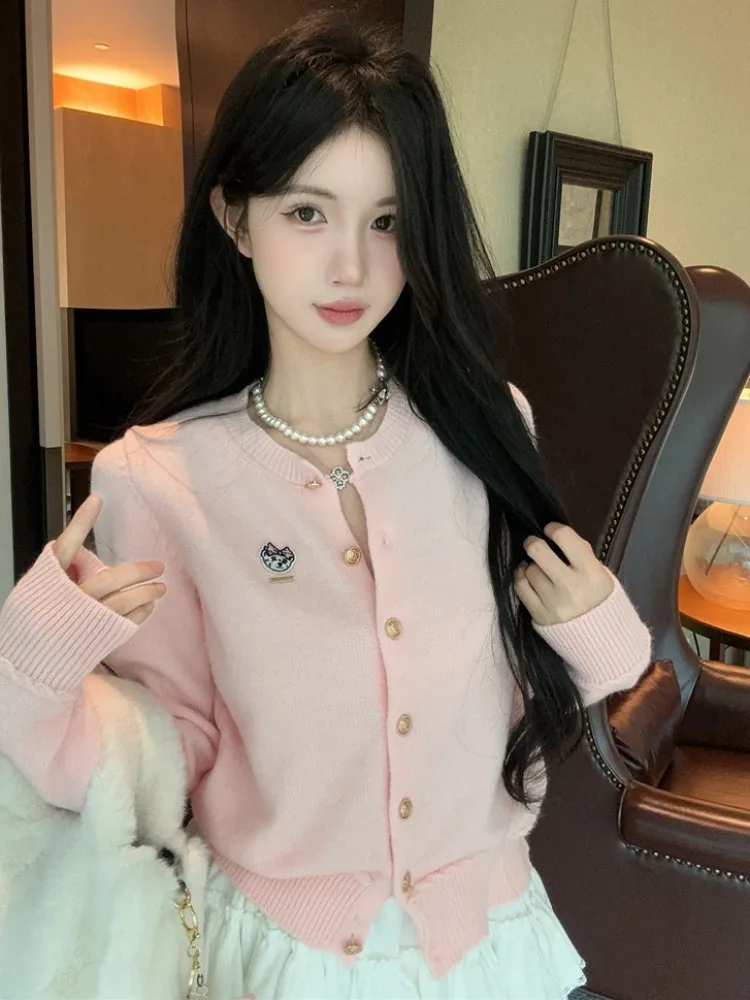 Sweet Spicy Girl Pink Bear Embroidery Sweater Knitted Open Cardigan Long Sleeve Women's Design Beautiful Top for Autumn Winter
Sweet Spicy Girl Pink Bear Embroidery Sweater Knitted Open Cardigan Long Sleeve Women's Design Beautiful Top for Autumn Winter