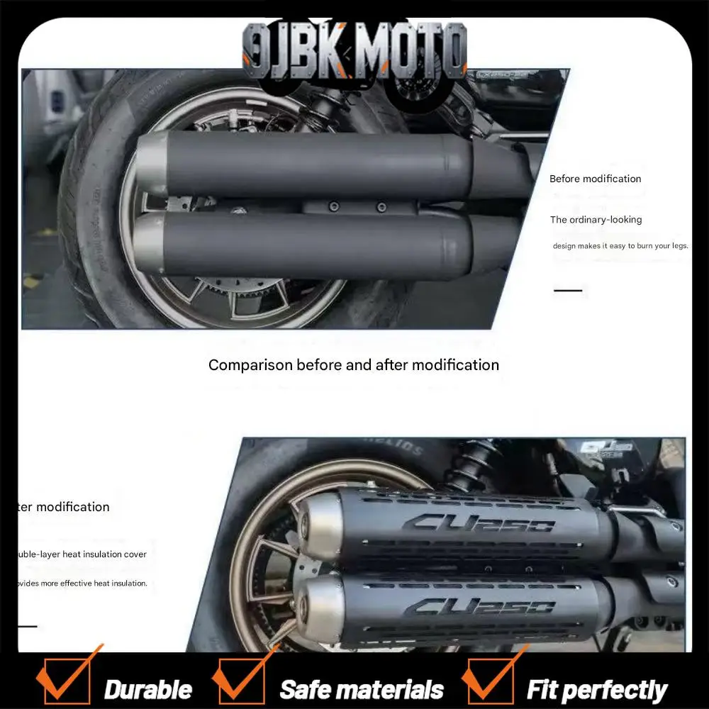 【Perfect fit】Heat shield/scalding cover for VOGE CU250 motorcycle exhaust pipe, CU250 exhaust cover accessory.
【Perfect fit】Heat shield/scalding cover for VOGE CU250 motorcycle exhaust pipe, CU250 exhaust cover accessory.