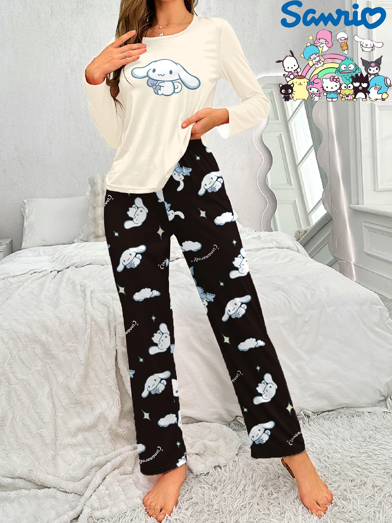 Sanrio Yugui Dog Long Sleeve Black Trousers Crew Neck Cartoon Cute Casual Pajamas Homewear Set
Sanrio Yugui Dog Long Sleeve Black Trousers Crew Neck Cartoon Cute Casual Pajamas Homewear Set