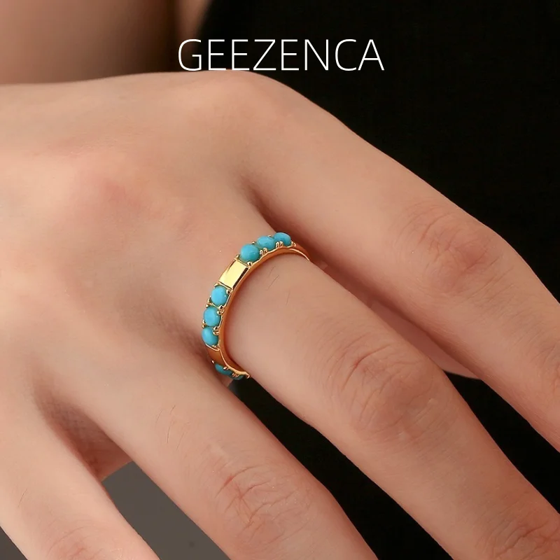 GEEZENCA 925 Silver Gold Plated Small Turquoise Bead Adjustable Open Ring Women Simple Trendy Dainty Thin Stacking Rings Gift
GEEZENCA 925 Silver Gold Plated Small Turquoise Bead Adjustable Open Ring Women Simple Trendy Dainty Thin Stacking Rings Gift