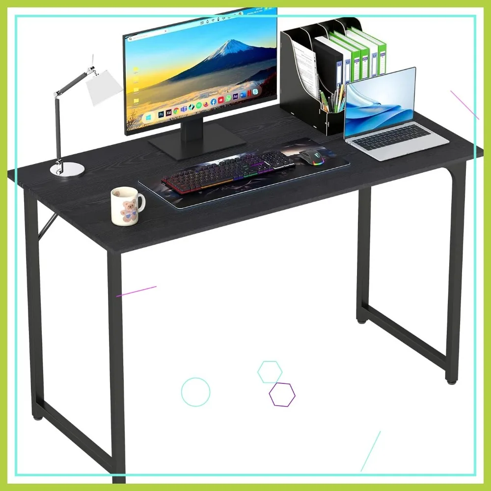 Modern Computer Desk for Home Office, 47-Inch Black Writing Study Table with Sturdy Metal Frame
Modern Computer Desk for Home Office, 47-Inch Black Writing Study Table with Sturdy Metal Frame