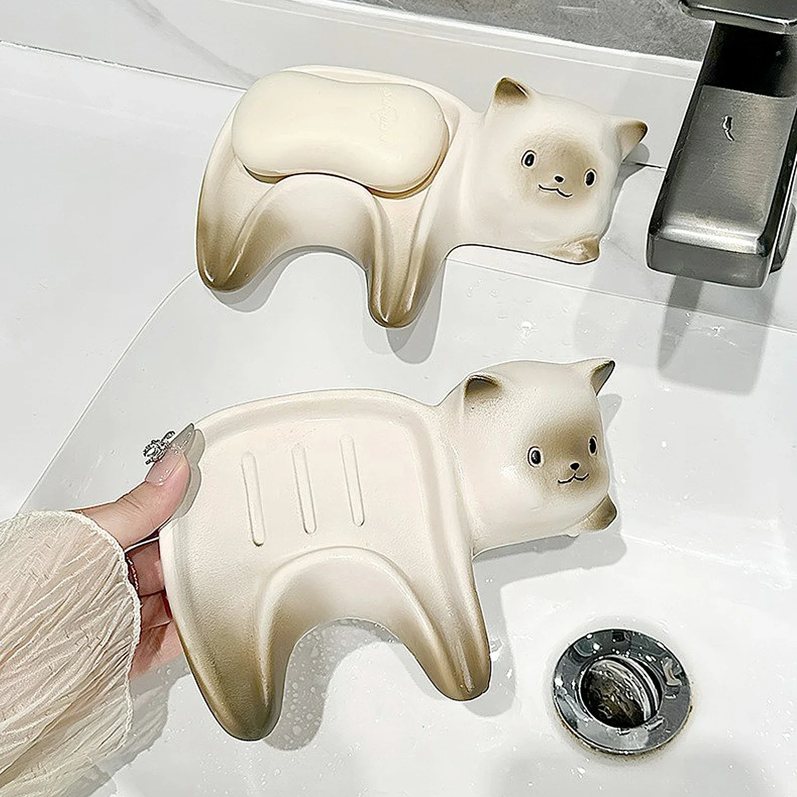 Cat-Shaped Ceramic Soap Dish Soap Holder Decorative Soap Tray Soap Container Bathroom Soap Organizer for Home Bathroom Hotel
Cat-Shaped Ceramic Soap Dish Soap Holder Decorative Soap Tray Soap Container Bathroom Soap Organizer for Home Bathroom Hotel