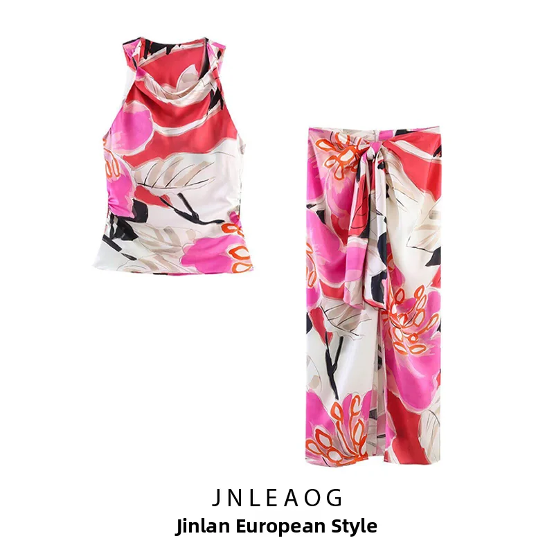 JNLEAOG Summer New Women's Silk Satin Printed Top Knot Decorated Midi Skirt Fashionable Two-Piece Set Floral Pattern Polyeste...
JNLEAOG Summer New Women's Silk Satin Printed Top Knot Decorated Midi Skirt Fashionable Two-Piece Set Floral Pattern Polyeste...