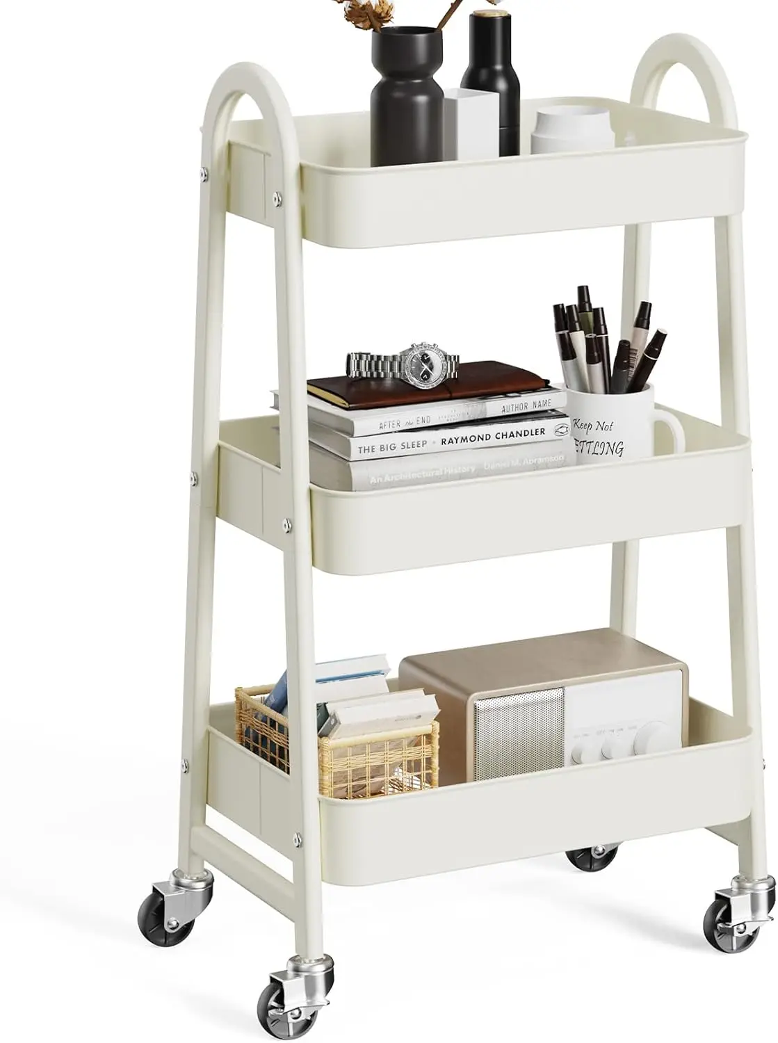 Metal 3 Tier Utility Rolling Cart with Lockable Wheels for Bathroom Kitchen Office Narrow Spaces White
Metal 3 Tier Utility Rolling Cart with Lockable Wheels for Bathroom Kitchen Office Narrow Spaces White
