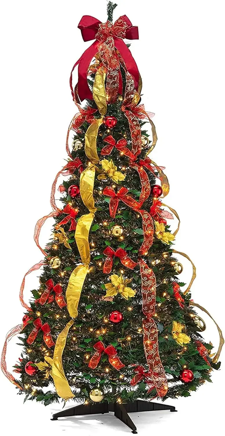 6 ft Pre-Decorated Christmas Tree with 350 Warm Lights, Gold and Red Color, Lighted Christmas Tree, Pop Up Christmas Tree
6 ft Pre-Decorated Christmas Tree with 350 Warm Lights, Gold and Red Color, Lighted Christmas Tree, Pop Up Christmas Tree