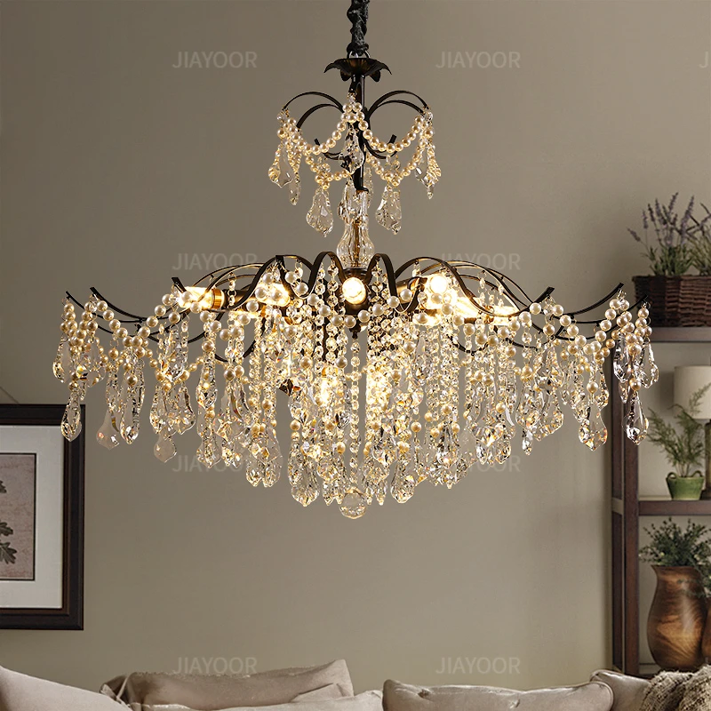 New French Style Antique American Living Room Dining Room Crystal Pearl Pendant Light Simple Retro Style Bedroom Pendant Light 
New French Style Antique American Living Room Dining Room Crystal Pearl Pendant Light Simple Retro Style Bedroom Pendant Light