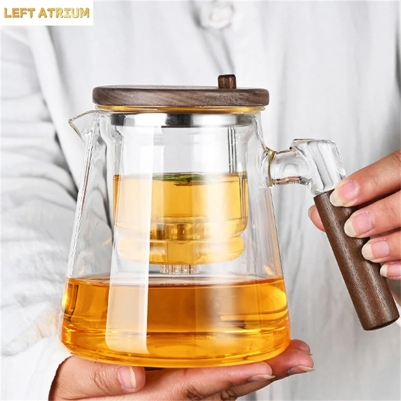 One Click Tea Separation Filtration Glass Tea Pot Wood Handle Tea Water Separation Inner Container Teapot With Infuser Filter
One Click Tea Separation Filtration Glass Tea Pot Wood Handle Tea Water Separation Inner Container Teapot With Infuser Filter