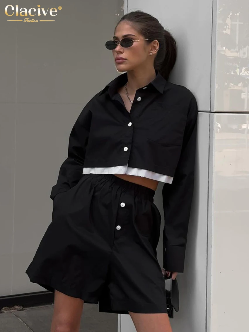 Clacive Fashion Loose Black 2 Piece Sets Women Outfit 2024 Elegant Long Sleeve Shirts With High Waist Shorts Set Streetwear
Clacive Fashion Loose Black 2 Piece Sets Women Outfit 2024 Elegant Long Sleeve Shirts With High Waist Shorts Set Streetwear