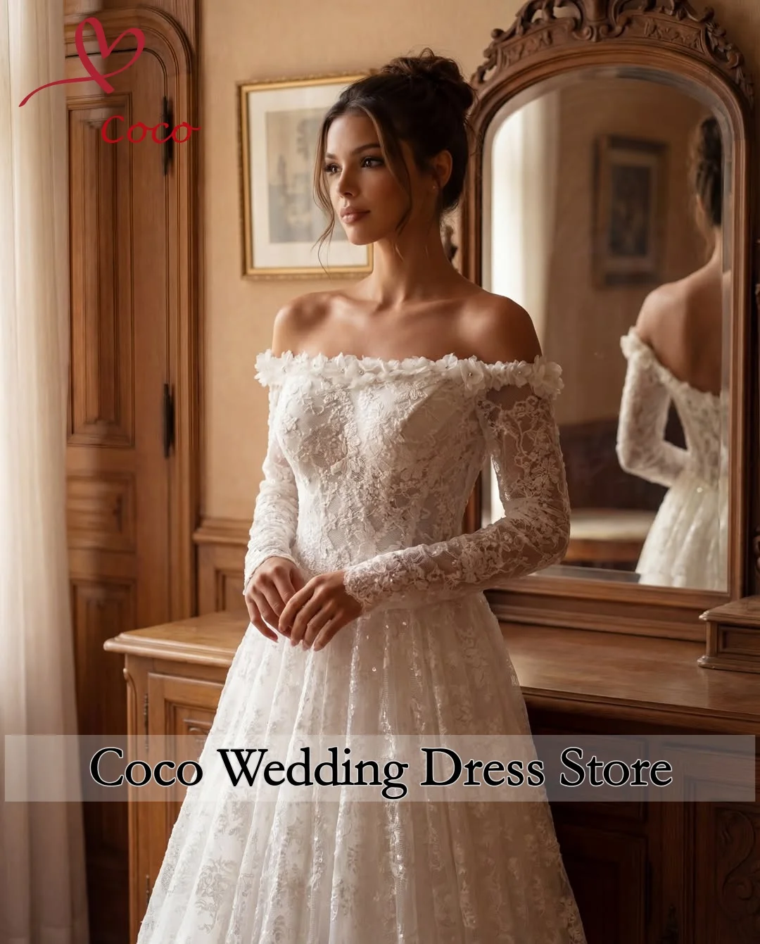 Customized Luxury 3D Flowers A Line Wedding Dresses For Bride Off Shoulder Long Sleeve Women Open Back Ball Bridal Gown
Customized Luxury 3D Flowers A Line Wedding Dresses For Bride Off Shoulder Long Sleeve Women Open Back Ball Bridal Gown
