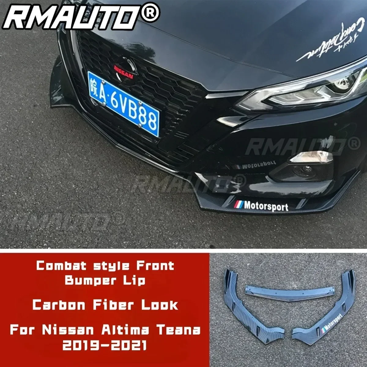 For Nissan Altima Teana 2019-2021 Body Kit Front Bumper Lip Carbon Fiber Look Combat style Bumper Splitter Car Accessories
For Nissan Altima Teana 2019-2021 Body Kit Front Bumper Lip Carbon Fiber Look Combat style Bumper Splitter Car Accessories