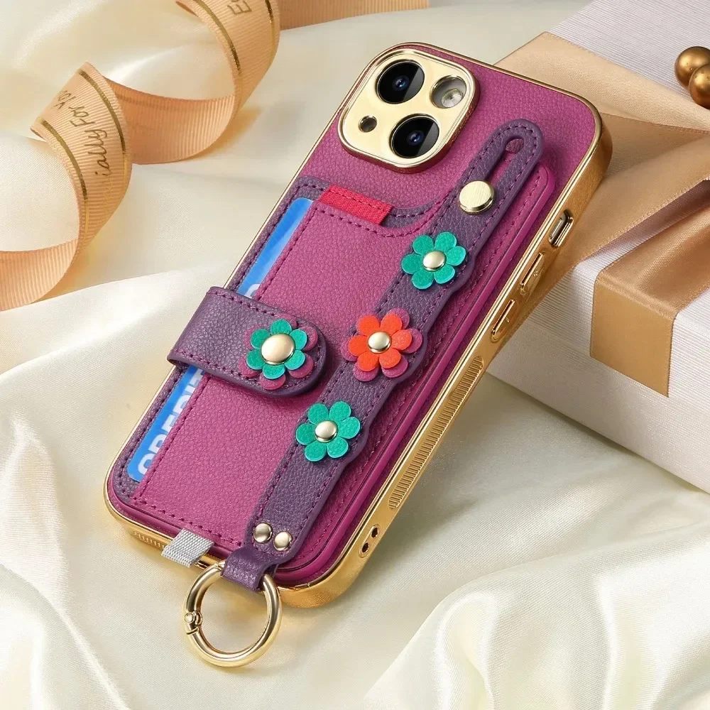 Electroplated 3D Flower Phone Case For iPhone 16 15 14 Plus 13 12 11 Pro Max Wrist Strap Ring Card Slot Holder PU Leather Cover
Electroplated 3D Flower Phone Case For iPhone 16 15 14 Plus 13 12 11 Pro Max Wrist Strap Ring Card Slot Holder PU Leather Cover