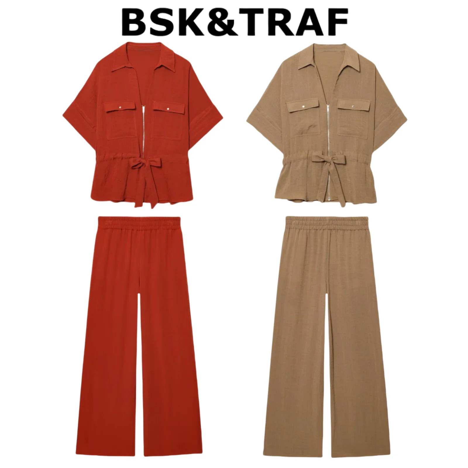 BSK&TRAF2025 Summer New Products Women's Safari Style Long Sleeve Lapel Loose Shirt + High Waist Simple Casual Pants
BSK&TRAF2025 Summer New Products Women's Safari Style Long Sleeve Lapel Loose Shirt + High Waist Simple Casual Pants