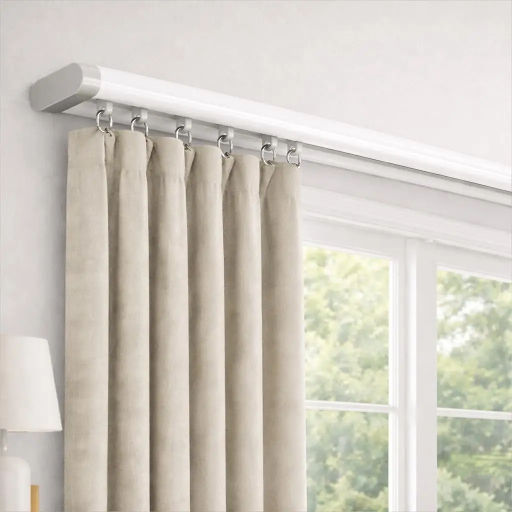 Ceiling Mount Silent Curtain Track Set, White Aluminum Rail 6' to 15' for Bedroom Window Hotel Drop Ceiling (No Curtains/Hooks)
Ceiling Mount Silent Curtain Track Set, White Aluminum Rail 6' to 15' for Bedroom Window Hotel Drop Ceiling (No Curtains/Hooks)