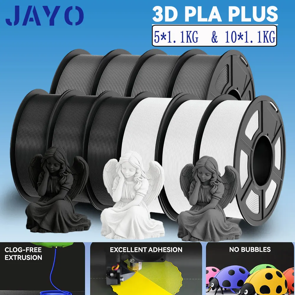 JAYO 3D PLA plus Filament 5Rolls / 10 Rolls 1.75MM 3D Printer Filament 1.1KG/roll For FDM Neatly Wound Coloful 3D Printing Material
JAYO 3D PLA plus Filament 5Rolls / 10 Rolls 1.75MM 3D Printer Filament 1.1KG/roll For FDM Neatly Wound Coloful 3D Printing Material