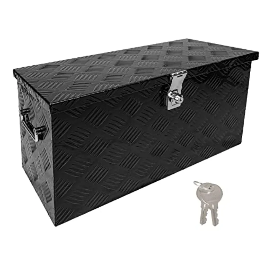 24 Inch Tool Box Flatbox Truck Bed ToolboxRV Storage Organizer Truck Tools Chest Box With Side Handle and Lock Key Compatible w