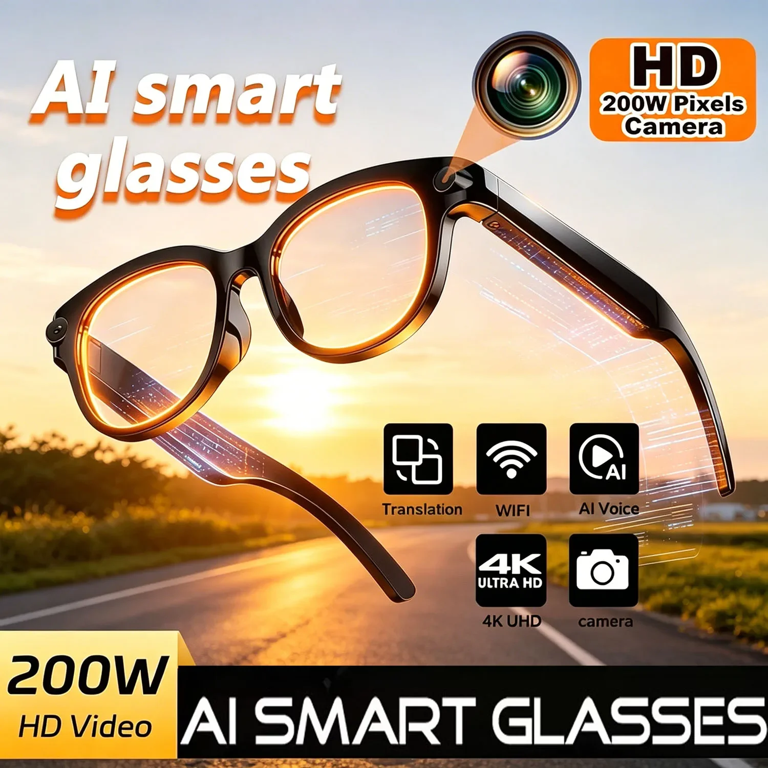 AI Smart Glasses for Men And Women with 200W HD 1080P Camera Translation AI Voice Assistant Music Playback LED Flashlight
AI Smart Glasses for Men And Women with 200W HD 1080P Camera Translation AI Voice Assistant Music Playback LED Flashlight