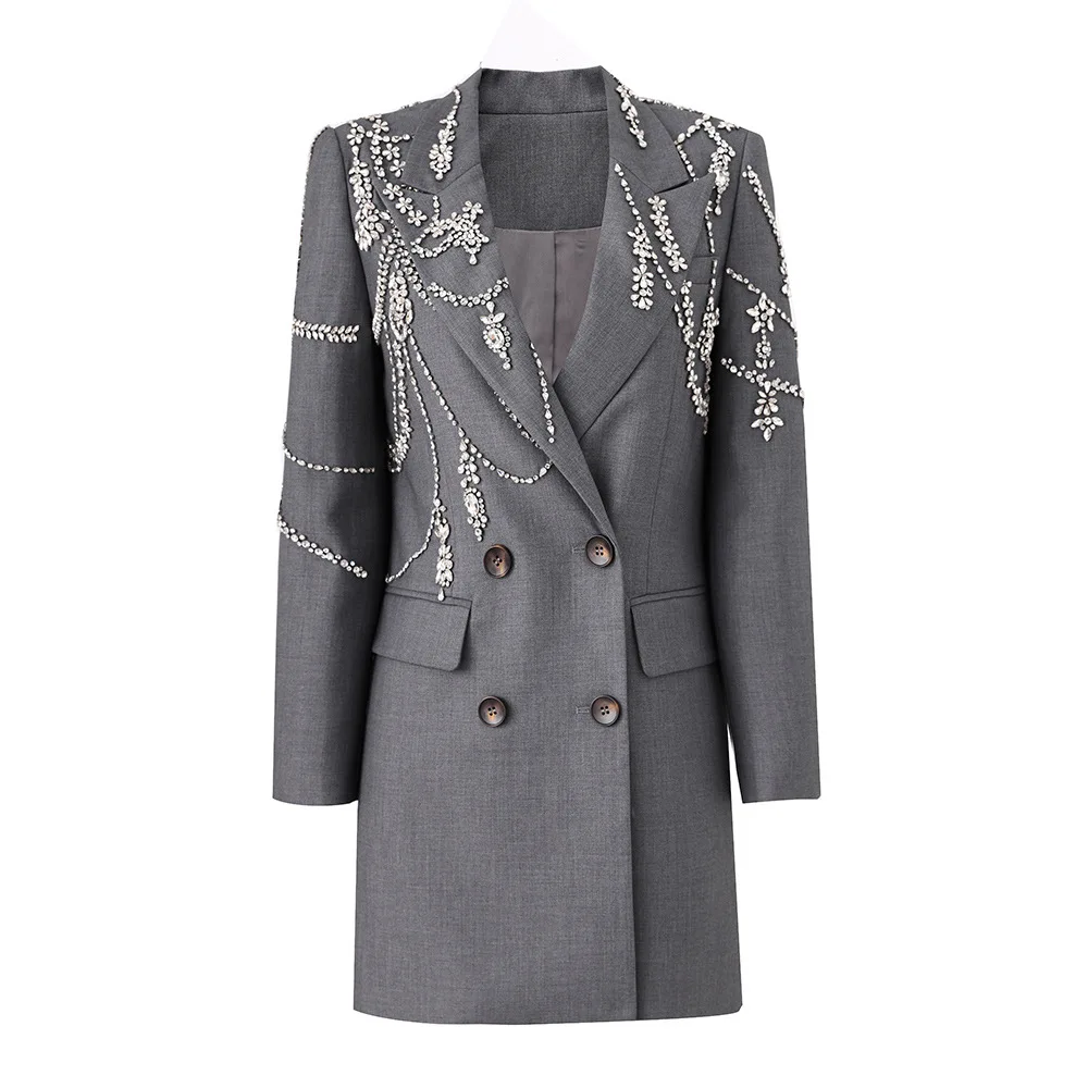Autumn New Super Heavy Industry Nail Bead Suit Dress Gray Temperament Hot Selling Coat
Autumn New Super Heavy Industry Nail Bead Suit Dress Gray Temperament Hot Selling Coat