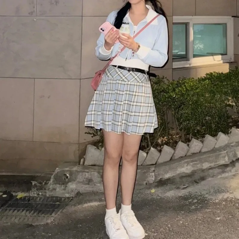 Oversize Sweet Blue Plaid Skirt for Women Y2k Summer Slim Waist Skirt for Women 2025 New Ruched A-line Faldas Sexy Mujer
Oversize Sweet Blue Plaid Skirt for Women Y2k Summer Slim Waist Skirt for Women 2025 New Ruched A-line Faldas Sexy Mujer