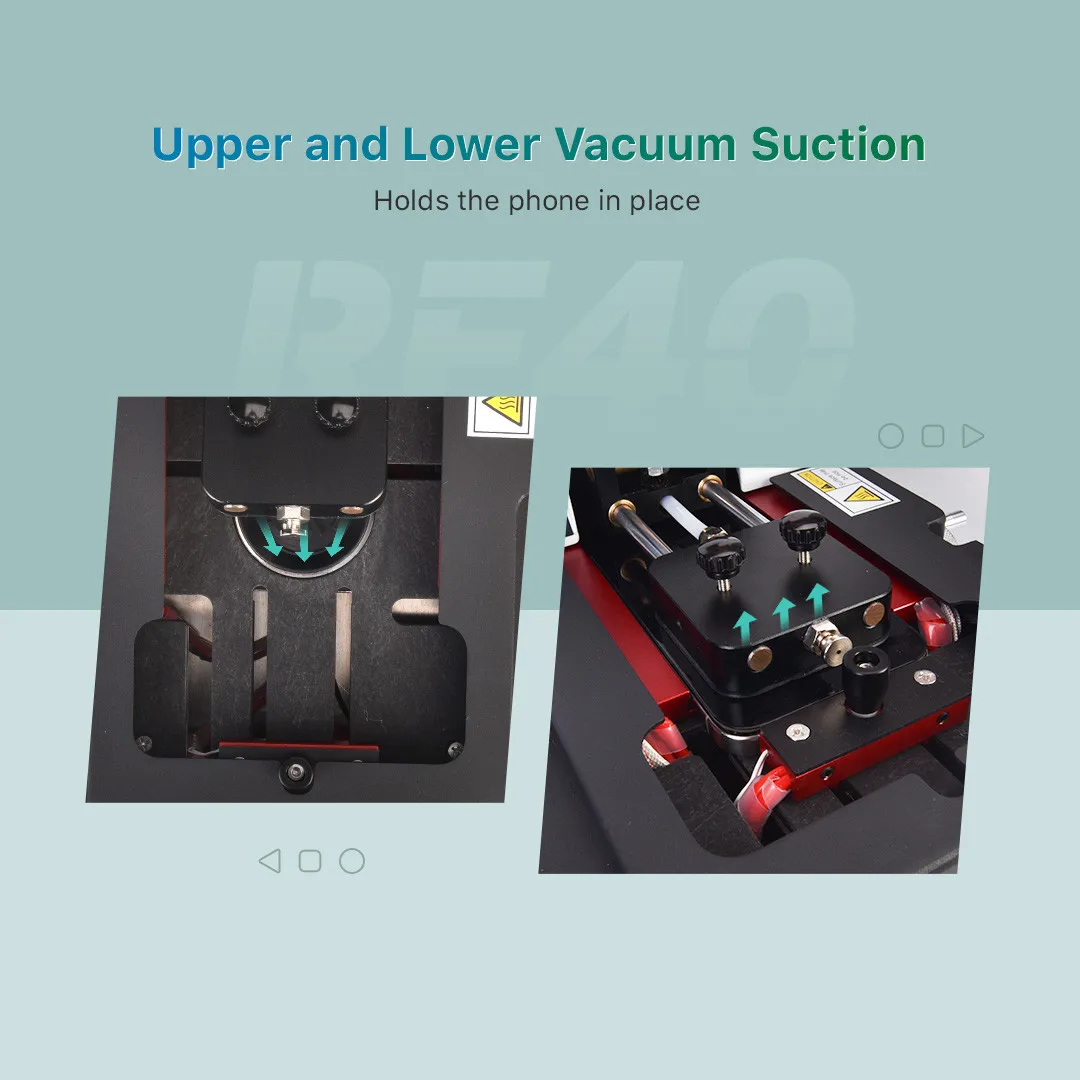 REFOX RF40 Полуавтоматическая машина для разделения экрана для мобильного телефона 6-16 Pro max Полная серия дисплея Разборка Ремонт
REFOX RF40 Полуавтоматическая машина для разделения экрана для мобильного телефона 6-16 Pro max Полная серия дисплея Разборка Ремонт