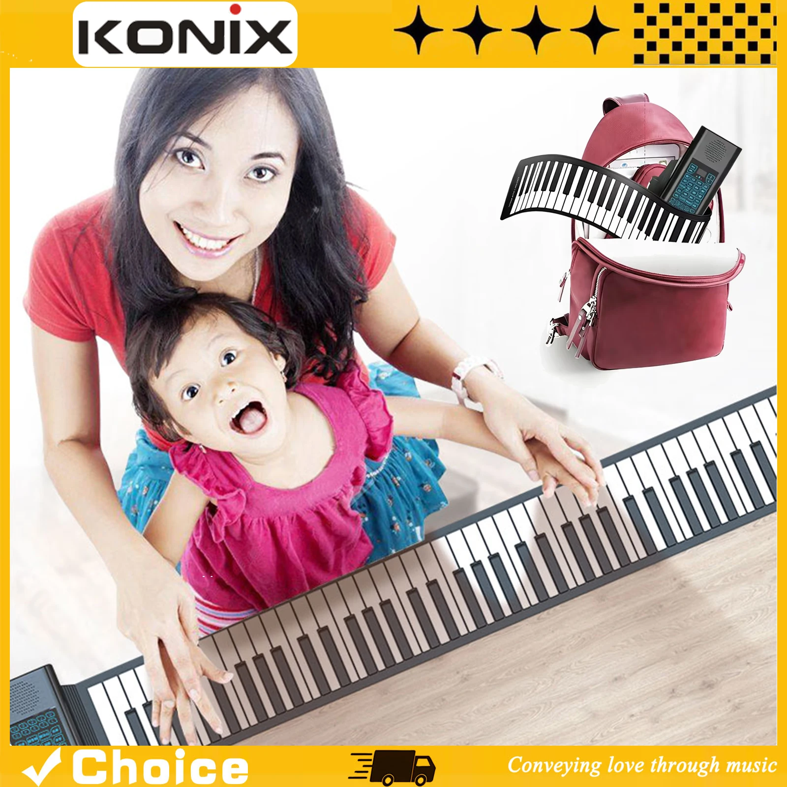 88-Key Hand Roll Piano Portable Foldable Silicone Keyboard with Real Piano Feel 128 Tones/Rhythms for Travel Practice
88-Key Hand Roll Piano Portable Foldable Silicone Keyboard with Real Piano Feel 128 Tones/Rhythms for Travel Practice