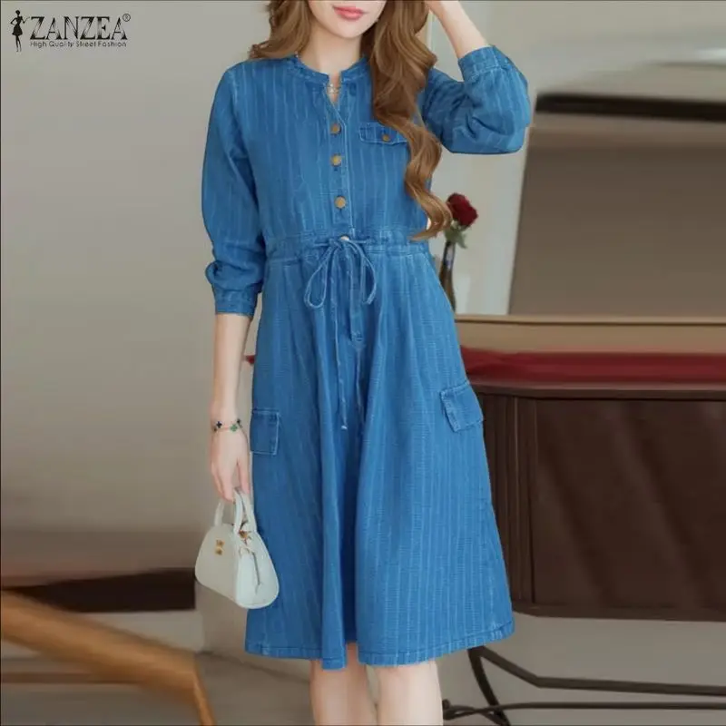 2026 ZANZEA Fashion Women Mini Dresses Long Sleeve V-Neck Waisted Bandage Short Sundress Elegant Striped Office Lady Vestidos
2026 ZANZEA Fashion Women Mini Dresses Long Sleeve V-Neck Waisted Bandage Short Sundress Elegant Striped Office Lady Vestidos