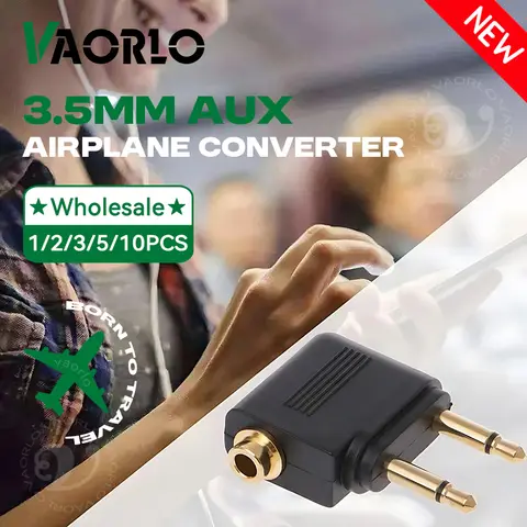 Wholesale 1-10PCS/Lot 3.5MM AUX Airplane Audio Converter Airline Aircraft Headphone Plug Jack Audio Adapter For Aircraft Travel