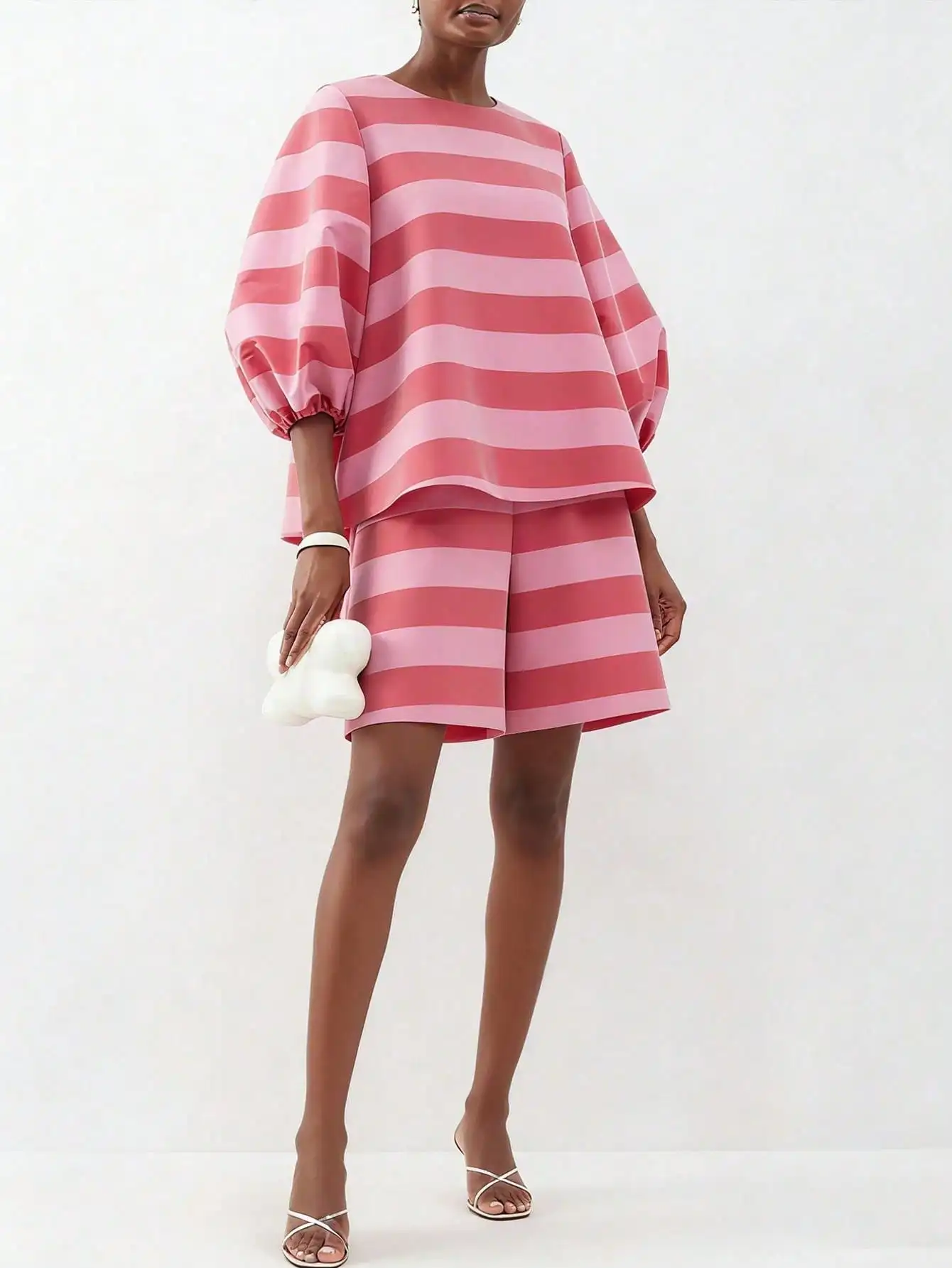 GLOURI Women Striped Two Piece Set Puff Sleeve Top & Shorts Casual Summer Co-Ord Outfit
GLOURI Women Striped Two Piece Set Puff Sleeve Top & Shorts Casual Summer Co-Ord Outfit