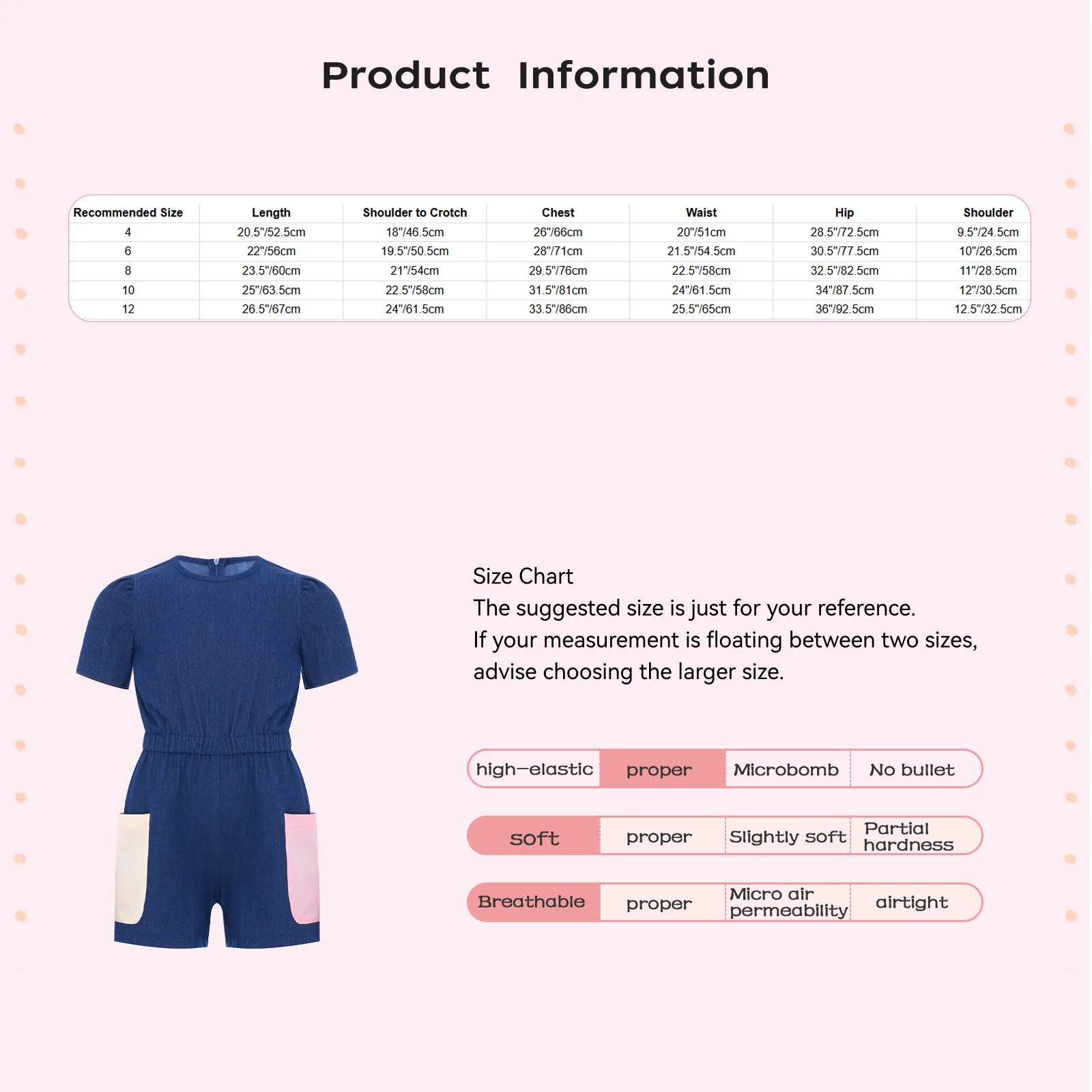 Kids Girls Causal Short Sleeve Denim Short Jumpsuits Elastic Waistband Zipper Rompers with Pockets for Daily Life Streetwear
Kids Girls Causal Short Sleeve Denim Short Jumpsuits Elastic Waistband Zipper Rompers with Pockets for Daily Life Streetwear