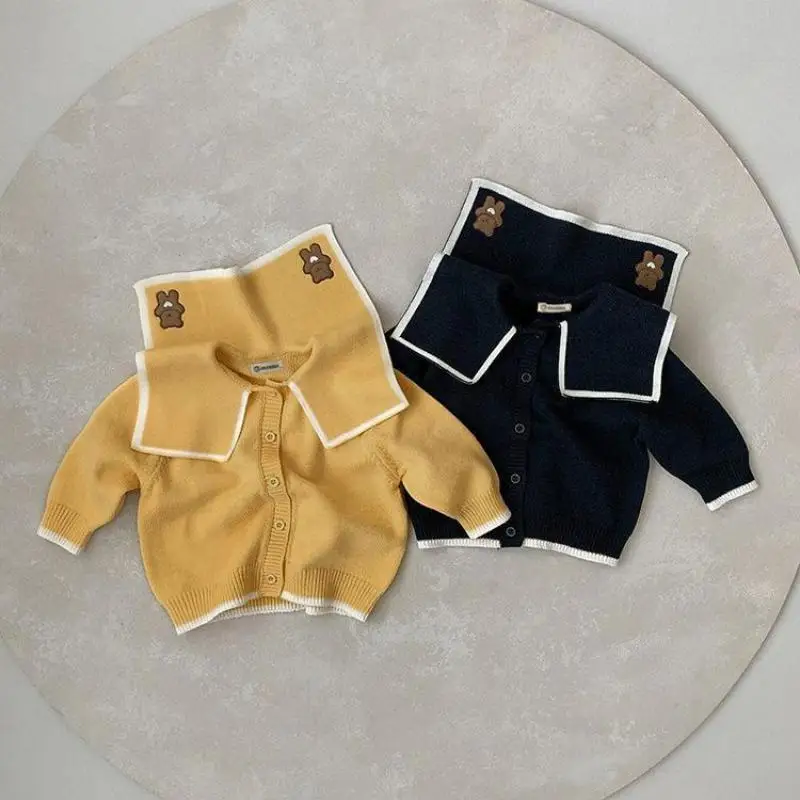 2023 Autumn New Baby Long Sleeve Sweater Cardigan Bear Embroidery Jacket For Boys Girls Solid Sweater Knitted Coat For Children
2023 Autumn New Baby Long Sleeve Sweater Cardigan Bear Embroidery Jacket For Boys Girls Solid Sweater Knitted Coat For Children