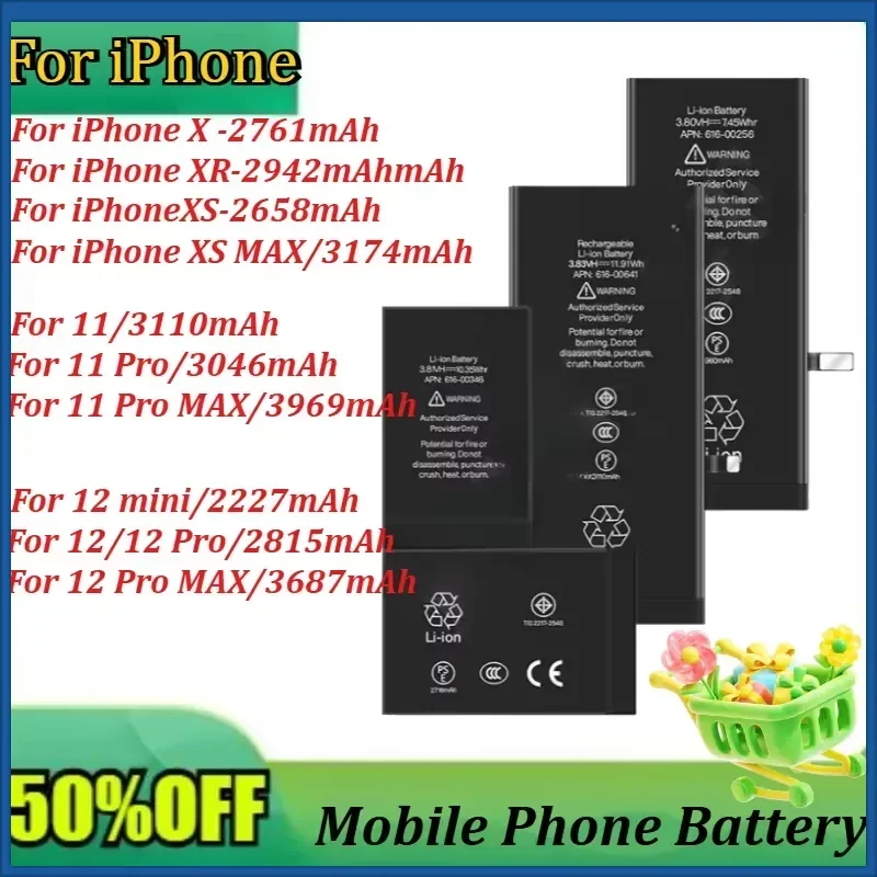 New High Quality Battery for IPhone XR X Xs 11 12 13 14 15 Pro Max Mini Real High Capacity Replacement Bateria
New High Quality Battery for IPhone XR X Xs 11 12 13 14 15 Pro Max Mini Real High Capacity Replacement Bateria