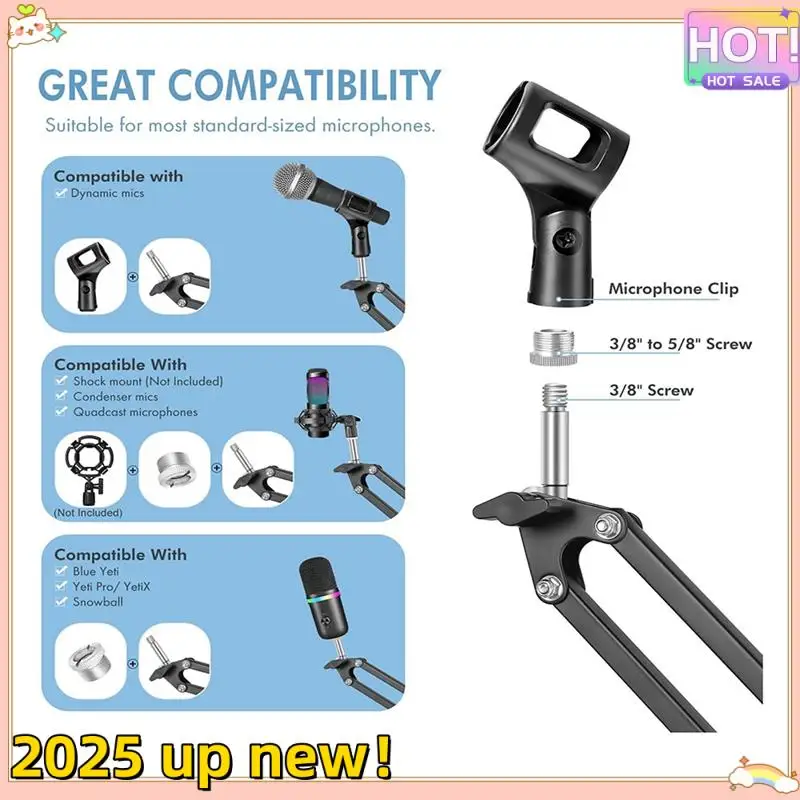 Classy-Microphone Arm, Microphone Stand Desktop Stand, Adjustable Suspension Boom Arm For Podcast Game Recording Durable Easy To
Classy-Microphone Arm, Microphone Stand Desktop Stand, Adjustable Suspension Boom Arm For Podcast Game Recording Durable Easy To