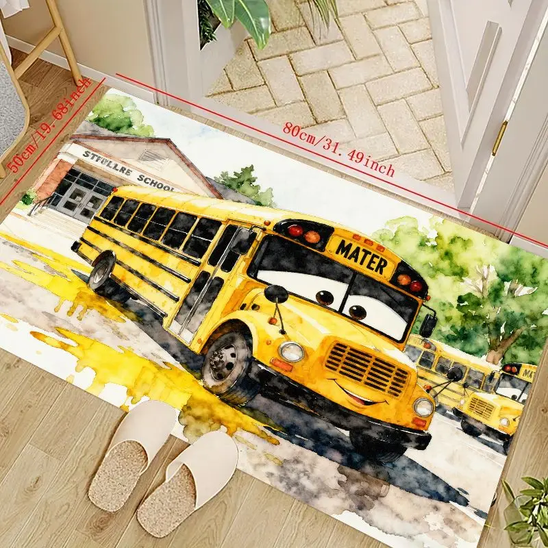 1 шт. милый желтый школьный автобус «МАТЕР» акварельный напольный коврик, нескользящий впитывающий коврик для двери, детский игровой коврик для спальни, обратно в школу T 
1 шт. милый желтый школьный автобус «МАТЕР» акварельный напольный коврик, нескользящий впитывающий коврик для двери, детский игровой коврик для спальни, обратно в школу T