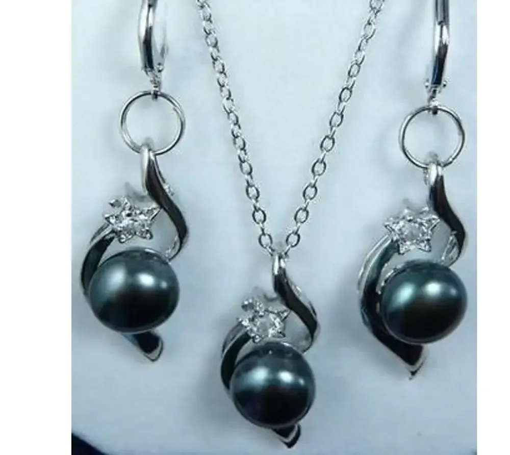 new Style Hot sale Beautiful black natural pearl necklace earring set Fashion Wedding Party Jewellery
new Style Hot sale Beautiful black natural pearl necklace earring set Fashion Wedding Party Jewellery